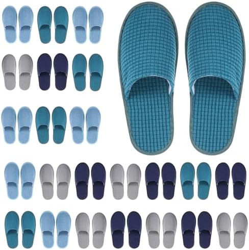 24 Pairs House Disposable Slipper for Travel Hotel Spa Blue Colors