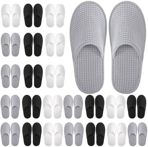 24 Pairs House Disposable Slipper for Travel Hotel Spa Black White Gray
