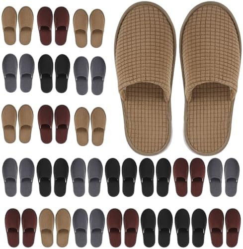 24 Pairs House Slipper for Guest Washable Reusable Soft Non Slip