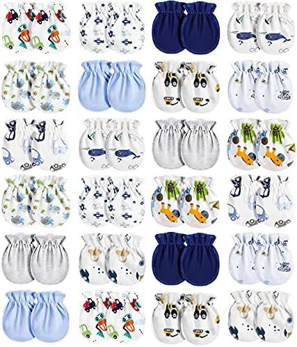 24 Pairs Newborn Baby Mittens No Scratch 0-6 Months Cool Style