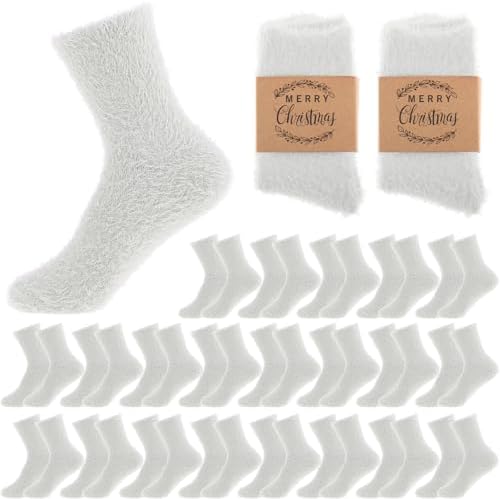 24 Pairs Women Fuzzy Socks Mink Velvet Fluffy White