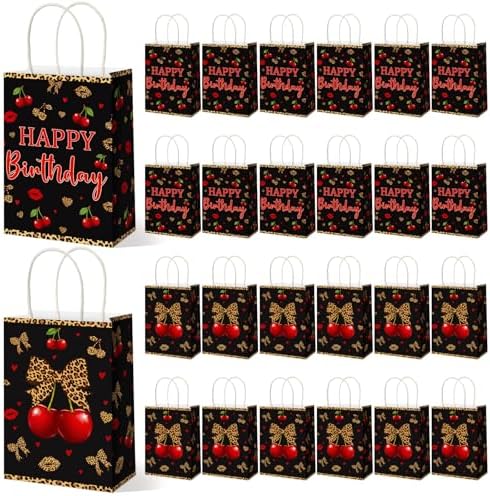 24 Pcs Cheetah Cherry Gift Bags Leopard Print Party Favors