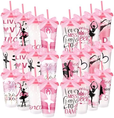 24 Pcs Dance Recital Gifts 24 oz Ballet Dancer Tumblers for Girls