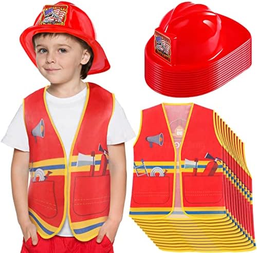24 Pcs Fireman Costume Set for Kids Ages 3-8