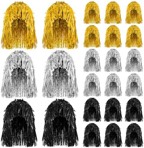 24 Pcs Foil Tinsel Wigs for Women Neutral Color Tinsel Party Wigs