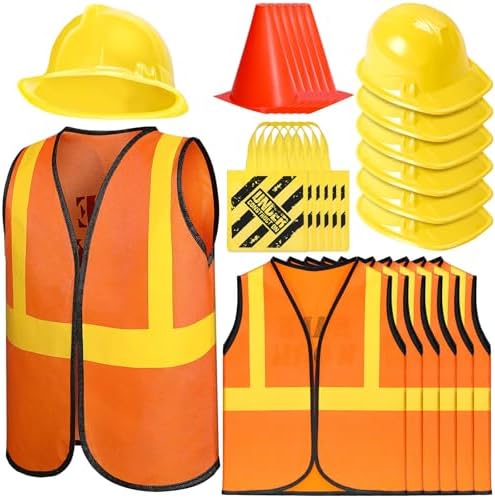 24 Pcs Kids Construction Worker Costumes Set Includes 6 Pcs Construction