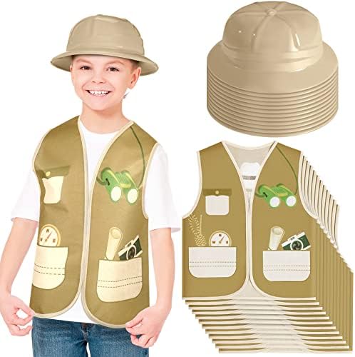 24 Pcs Kids Safari Vest and Hat