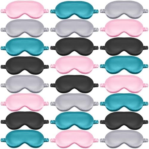 24 Pcs Silk Sleep Masks Soft Satin Eye Masks for Sleeping with