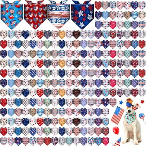 240 Pcs Patriotic Dog Bandanas Bulk for Veterans Day Pet Costume