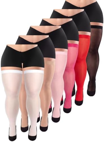 3/6 Pairs Plus Size Thigh High Stocking for Women Multicolor 6 Pairs