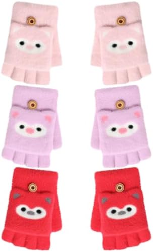 3 Pair Flip Top Mitts 3Color 1-4year Cute