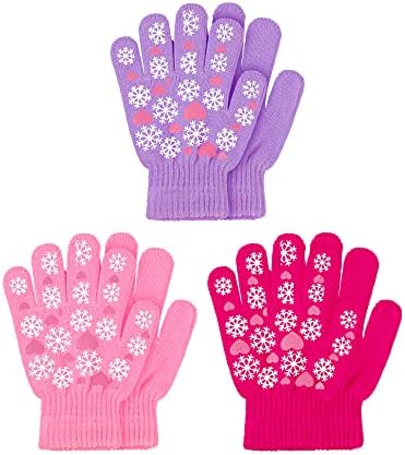 3 Pair Winter Warm Gloves Kids Toddler Winter Full Finger Knit Gloves