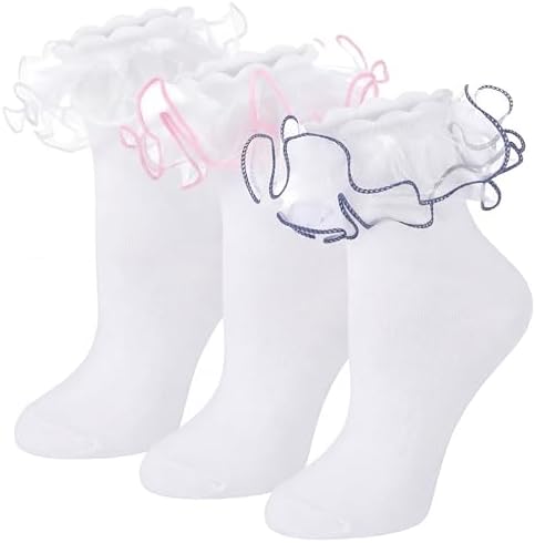 3 Pair Women Big Ruffle Calf Socks 3Color Style 3