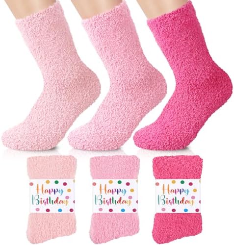 3 Pairs Fuzzy Socks for Women Soft Warm Slipper Socks Pink