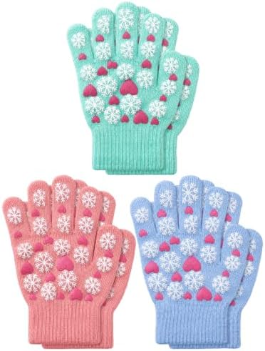 3 Pairs Kids Gloves Winter Toddler 3Color 1-3Y