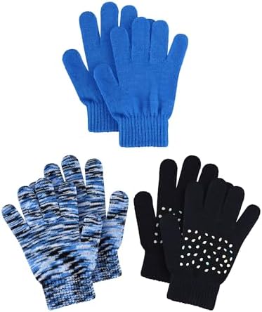 3 Pairs Kids Knitted Gloves Magic Winter Stretchy Warm Gloves for Kids