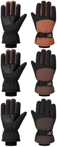 3 Pairs Kids Winter Ski Gloves Waterproof 3Color 8-12Y