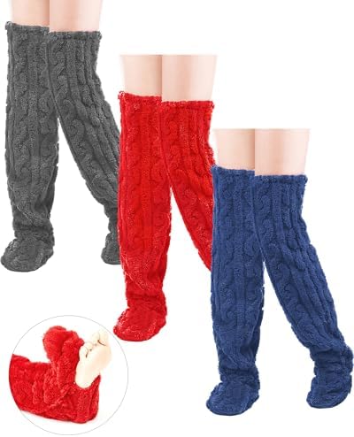 3 Pairs Over Knee Fuzzy Socks