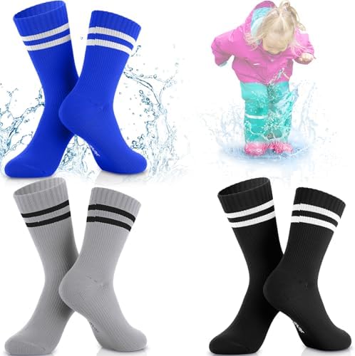 3 Pairs Waterproof Socks for Kids Girls Boys Breathable Skiing Hiking