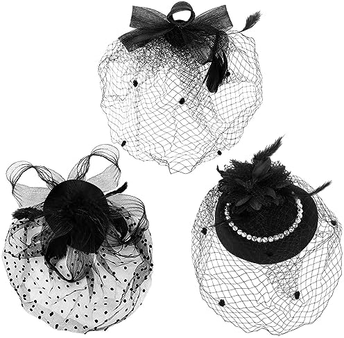 3 Pcs Fascinators Hats Women Funeral Veil Mesh