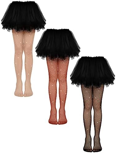 3 Pcs Girls Sparkle Fishnet Tights