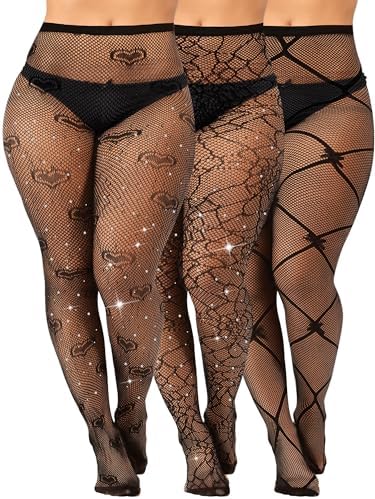 3 Pcs Halloween Plus Size Tights Fishnets