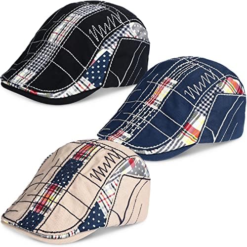 3 Pcs Men Newsboy Hat Patchwork Beret Hats