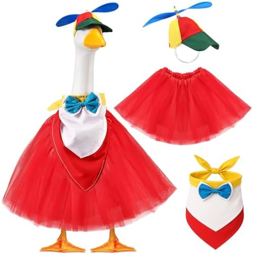 3 Pcs Porch Goose Outfit Rainbow Propeller Cap Tutu Skirt Bandana