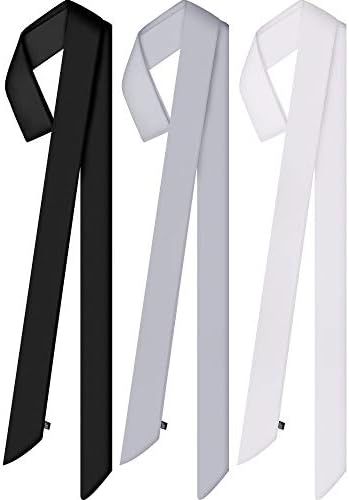 3 Pcs Skinny Scarf for Women Silk Long Satin Belt Neck Tie 3Color