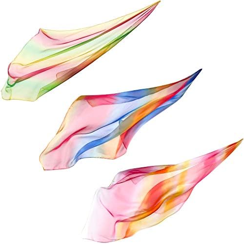 3 Pcs Square Play Scarf 27 Inch Rainbow Sweet Silks Dance Juggling Scarf