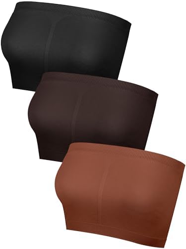 3 Pcs Women's Bandeau Strapless Bras S 3Color