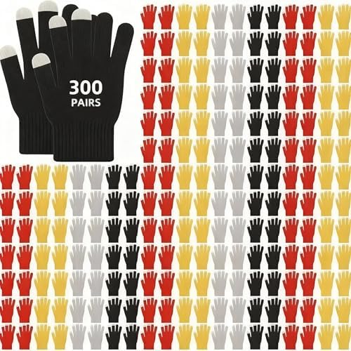 300 Pairs Bulk Winter Touchscreen Knit Gloves Magic Stretchy Warm Gloves