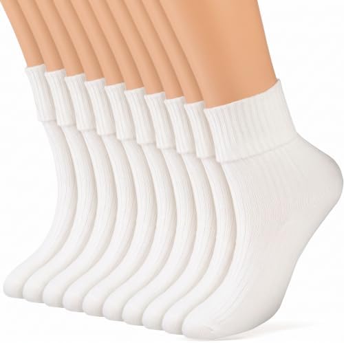 36 Pairs Women's Turn Cuff Socks White