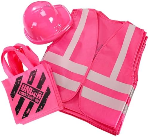 36 Pcs Kids Construction Worker Costume Construction Vest and Hat Bag