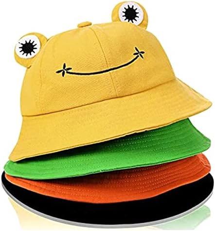4 Pack Frog Bucket Hats Wide Brim Cute Fisherman Cotton Frog Hat for Sun