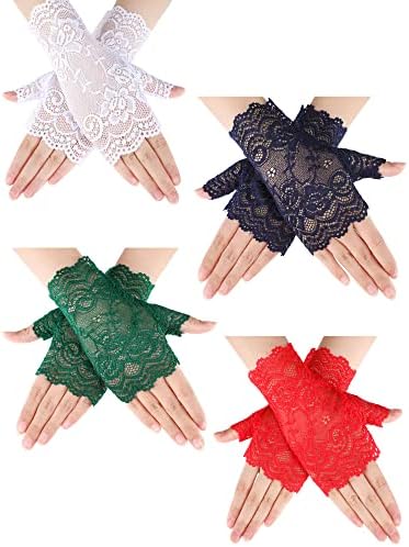 4 Pairs Fingerless Lace Gloves