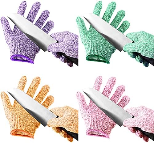 4 Pairs Kids Cut Resistant Gloves Level 5 Safe Gloves Protection