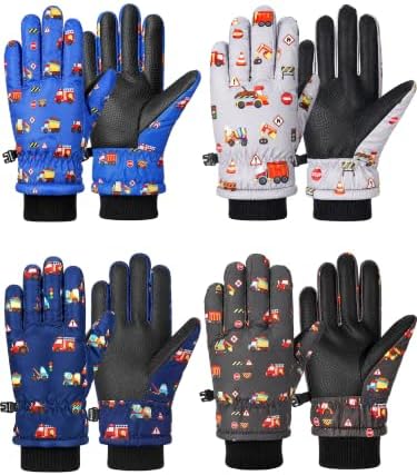 4 Pairs Kids Waterproof Ski Gloves Winter