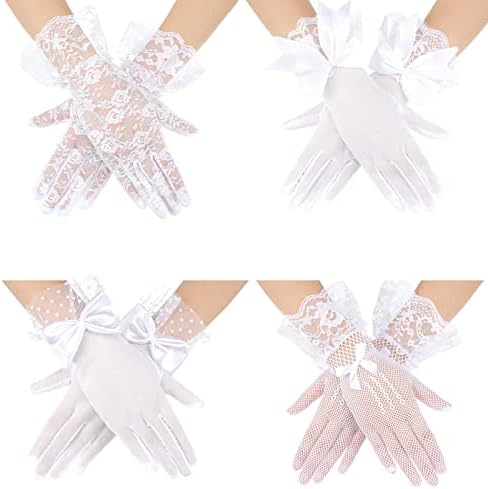 4 Pairs Lace Gloves Women Tea Party Gloves