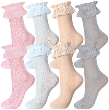 4 Pairs Lace Ruffle Socks