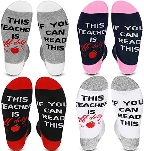 4 Pairs Teacher Socks If You Can Read This Funny