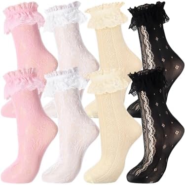4 Pairs Women's Lace Ankle Socks
