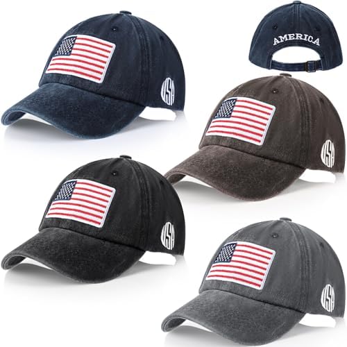 4 Pcs 250th Anniversary American Flag Baseball Cap