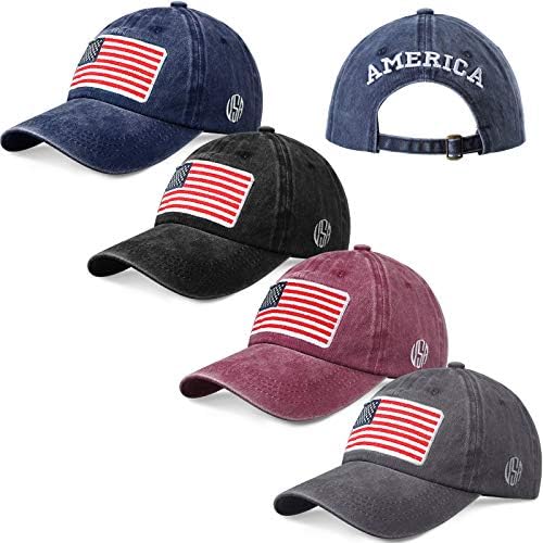 4 Pcs 250th Anniversary American Flag Baseball Cap Patriotic Hats