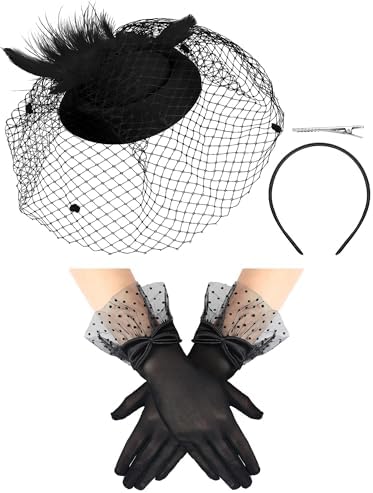 4 Pcs 4/12 Pcs 50s Fascinators Hat for Women Black