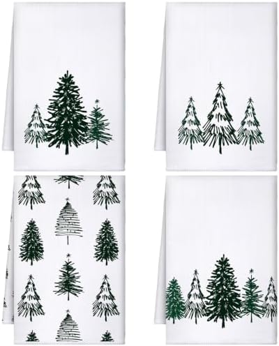 4 Pcs Christmas Tree Kitchen Towels Xmas Dish Towels 16 x 24 Inch