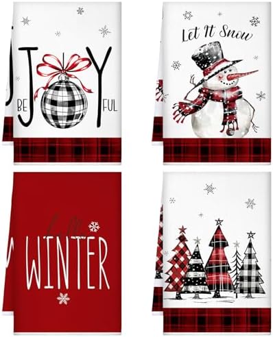 4 Pcs Christmas Winter Kitchen Towels Hand Dish