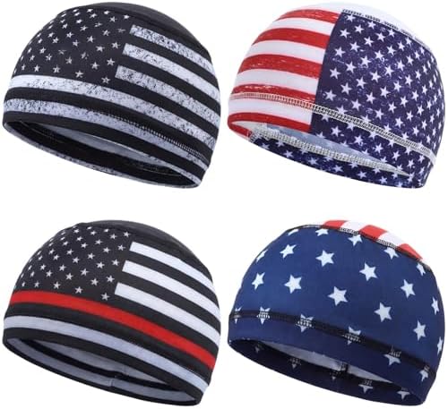 4 Pcs Cooling Skull Cap Sweat Wicking Beanie Bandana