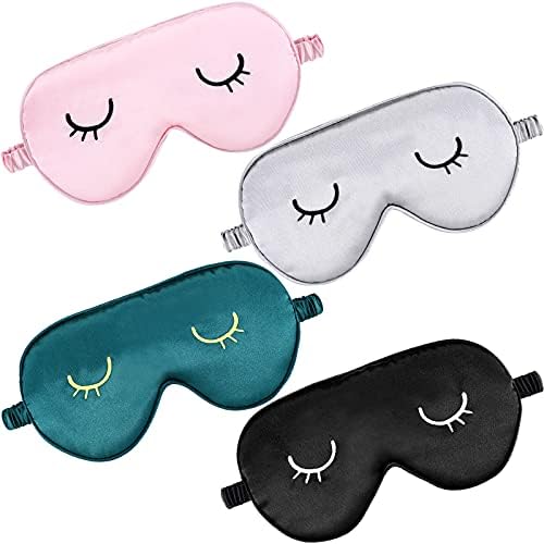 4 Pcs Cute Sleep Masks for Women Silk Eye Masks for Sleeping