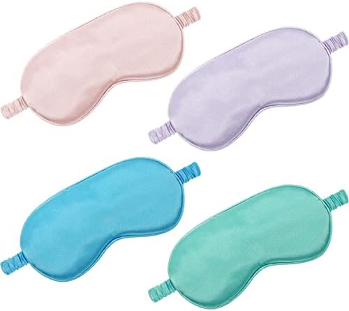 4 Pcs Silk Eye Mask for Sleeping Soft Satin Sleep Mask with Ear Plugs